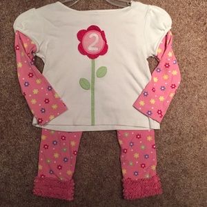 Gymboree Sz 3T Age “2” flower shirt & pants